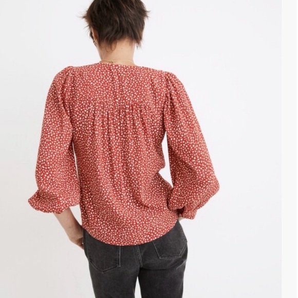 Madewell Kinston Side-Button Wrap Top in Park Picnic - Picture 3 of 11